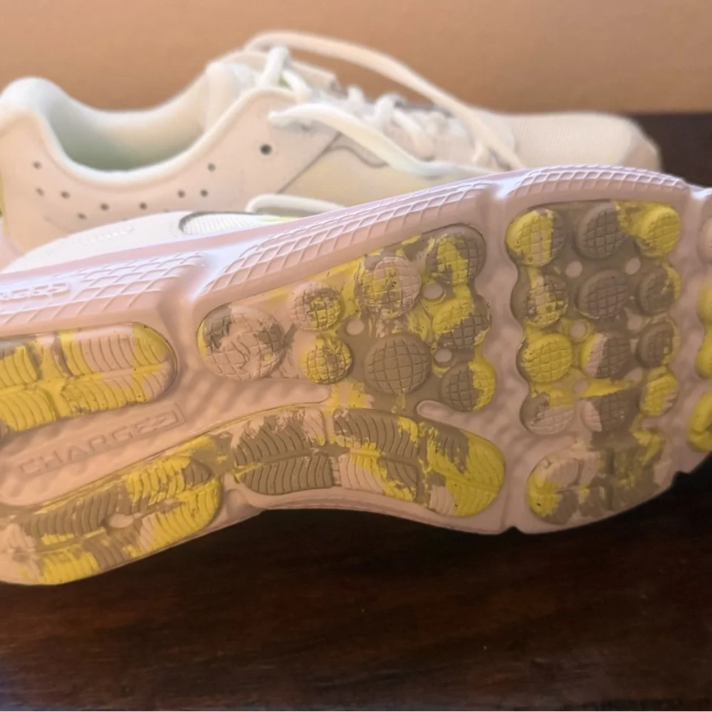 Under Armour White and  Bright Yellow Athletic Shoes - Picture 4 of 4